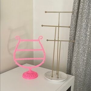 Pink and Gold Jewelry Stands